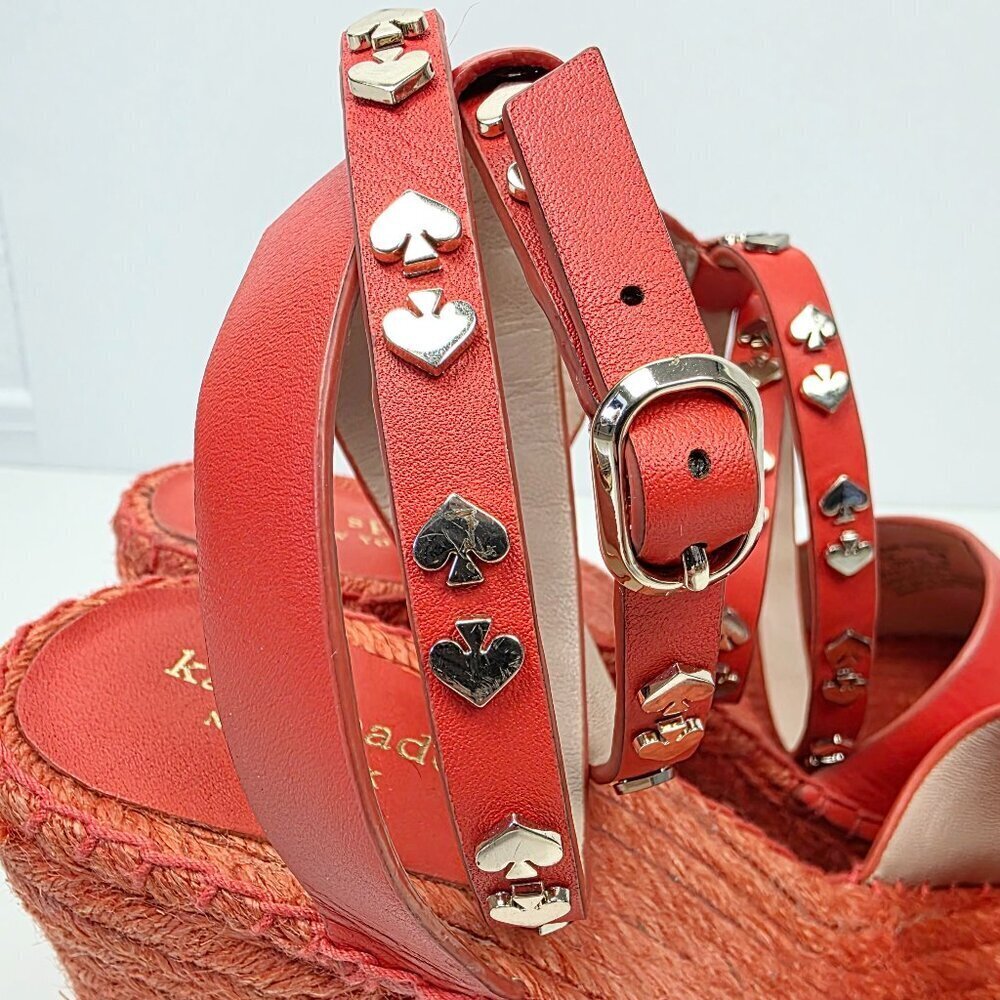 Kate Spade Frenchy Espadrille Wedge Sandals Orange - 8.5 - Picture 3 of 13